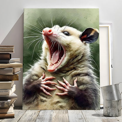 Funny Opossum Wall Art Collection - "Unhinged" Animal Memes & Canvas Prints - Chaotic Trash Cat Decor