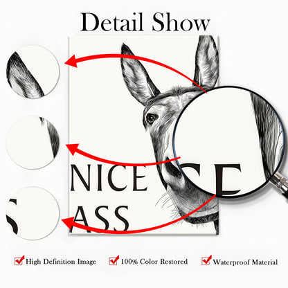 Funny Bathroom Wall Art Collection - Humor Animal & Famous Art Parody - Donkey, Cat, Mona Lisa & More (Restroom Decor)