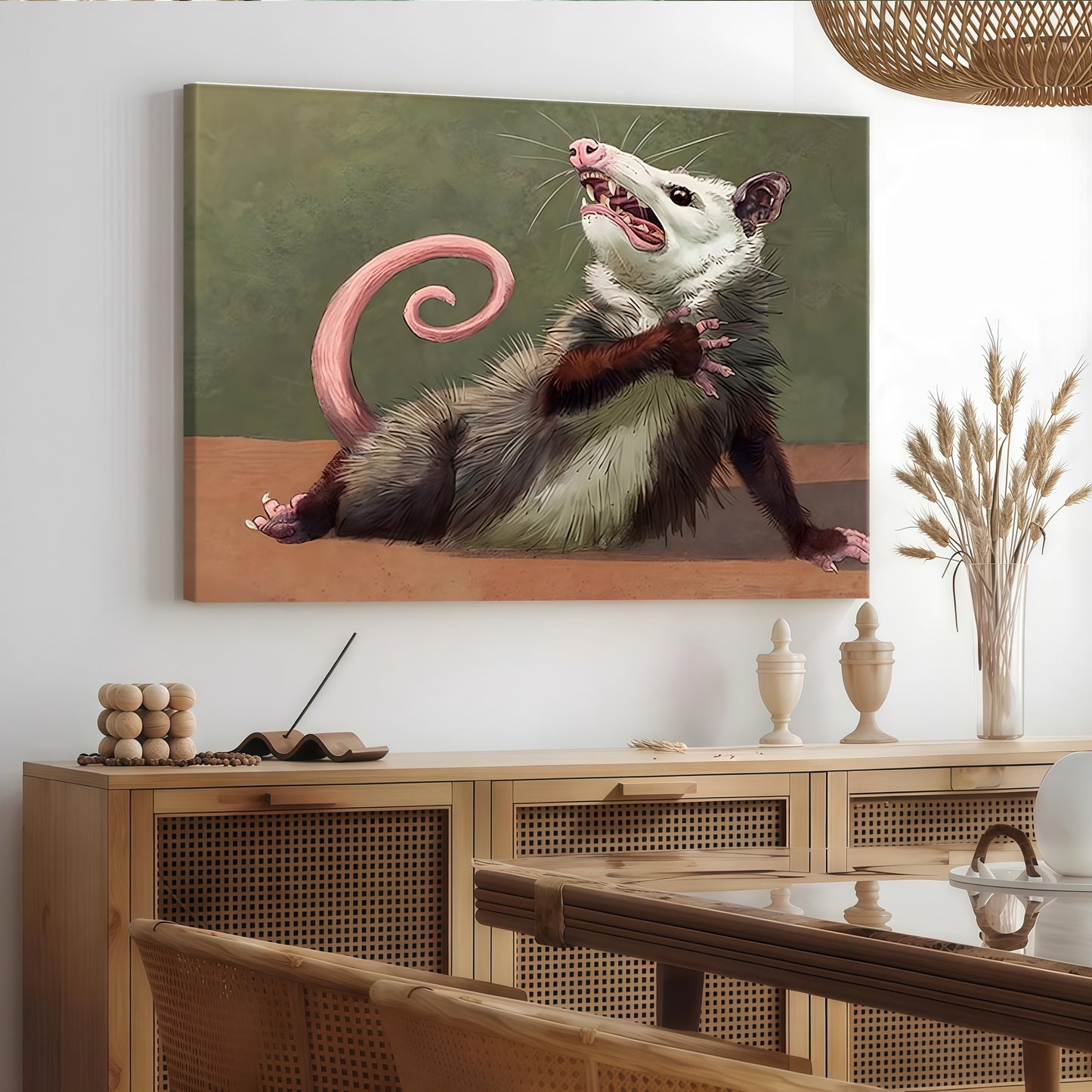 Funny Opossum Wall Art Collection - "Unhinged" Animal Memes & Canvas Prints - Chaotic Trash Cat Decor