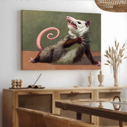 Funny Opossum Wall Art Collection - "Unhinged" Animal Memes & Canvas Prints - Chaotic Trash Cat Decor