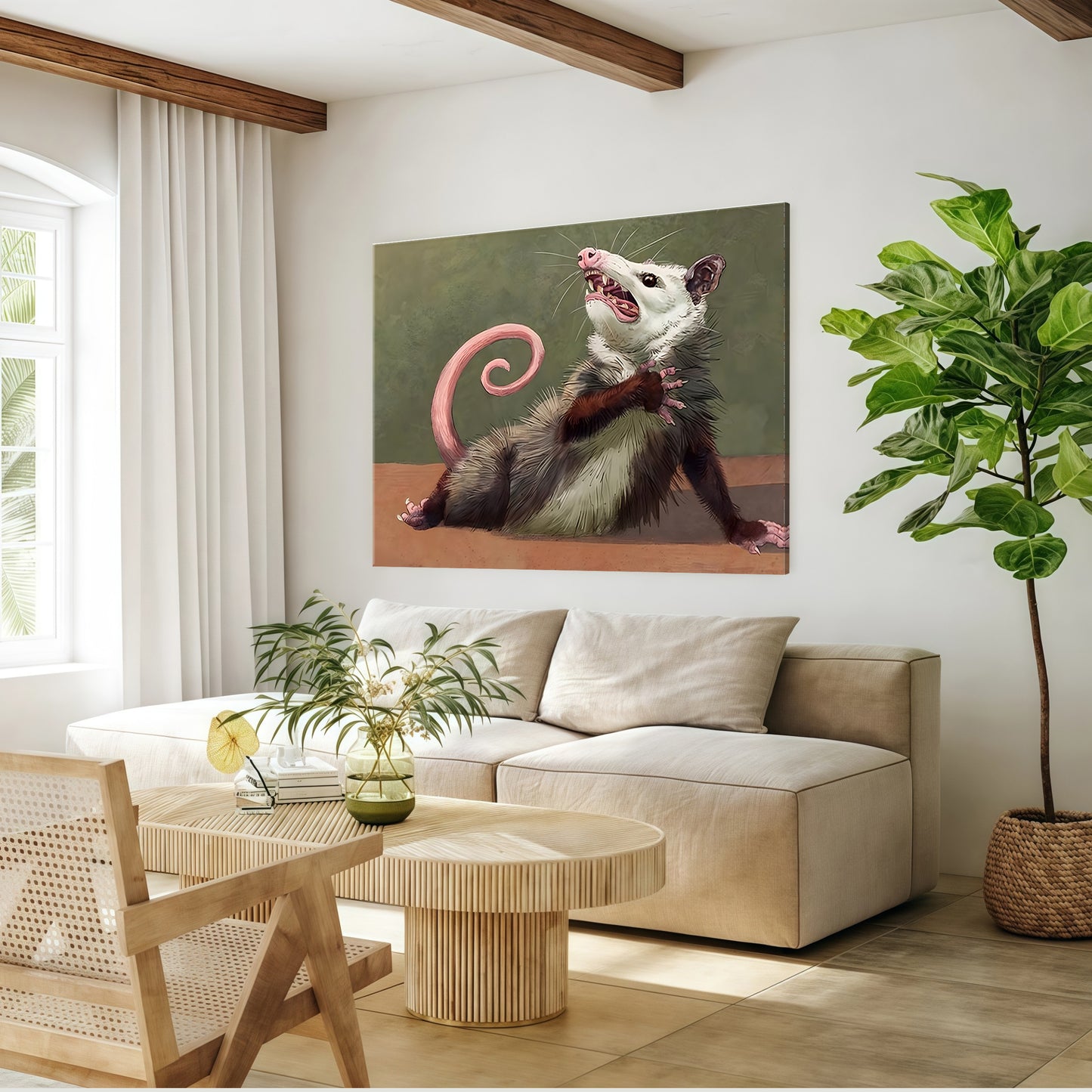 Funny Opossum Wall Art Collection - "Unhinged" Animal Memes & Canvas Prints - Chaotic Trash Cat Decor