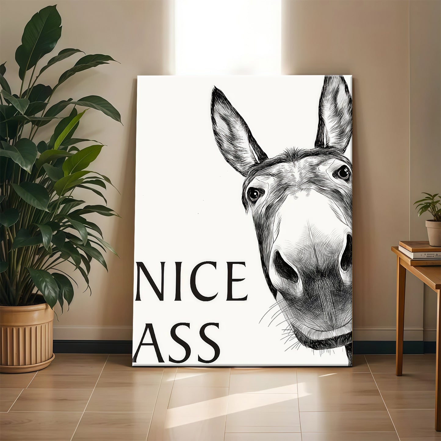 Funny Bathroom Wall Art Collection - Humor Animal & Famous Art Parody - Donkey, Cat, Mona Lisa & More (Restroom Decor)