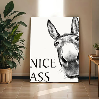 Funny Bathroom Wall Art Collection - Humor Animal & Famous Art Parody - Donkey, Cat, Mona Lisa & More (Restroom Decor)