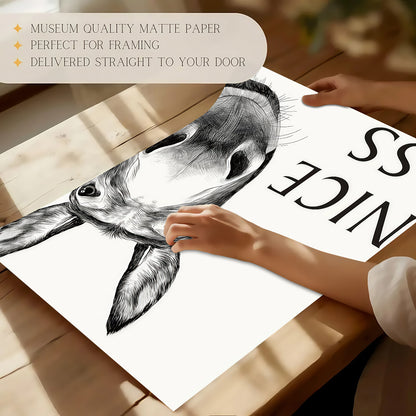 Funny Bathroom Wall Art Collection - Humor Animal & Famous Art Parody - Donkey, Cat, Mona Lisa & More (Restroom Decor)