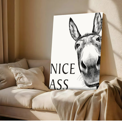 Funny Bathroom Wall Art Collection - Humor Animal & Famous Art Parody - Donkey, Cat, Mona Lisa & More (Restroom Decor)