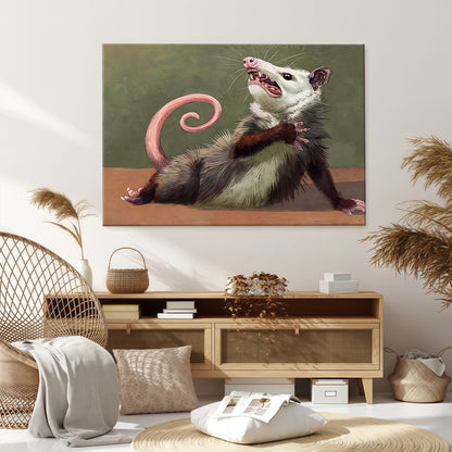 Funny Opossum Wall Art Collection - "Unhinged" Animal Memes & Canvas Prints - Chaotic Trash Cat Decor