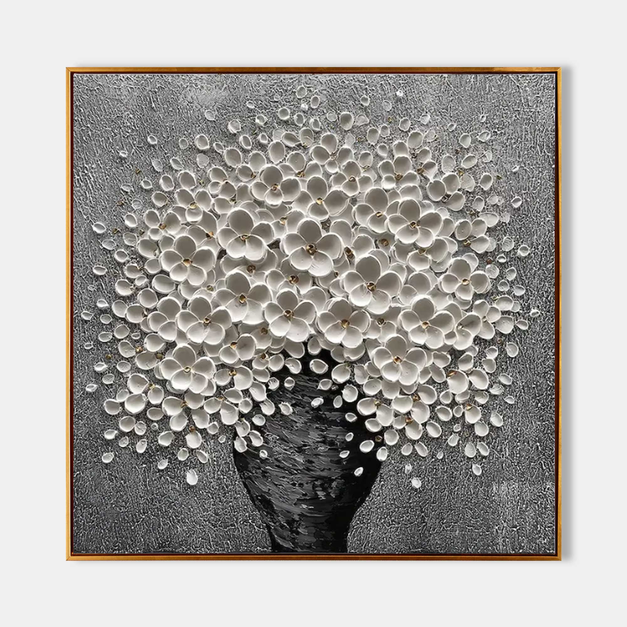 Textured White Floral Wall Art CZ0029 - Viral Wall Art