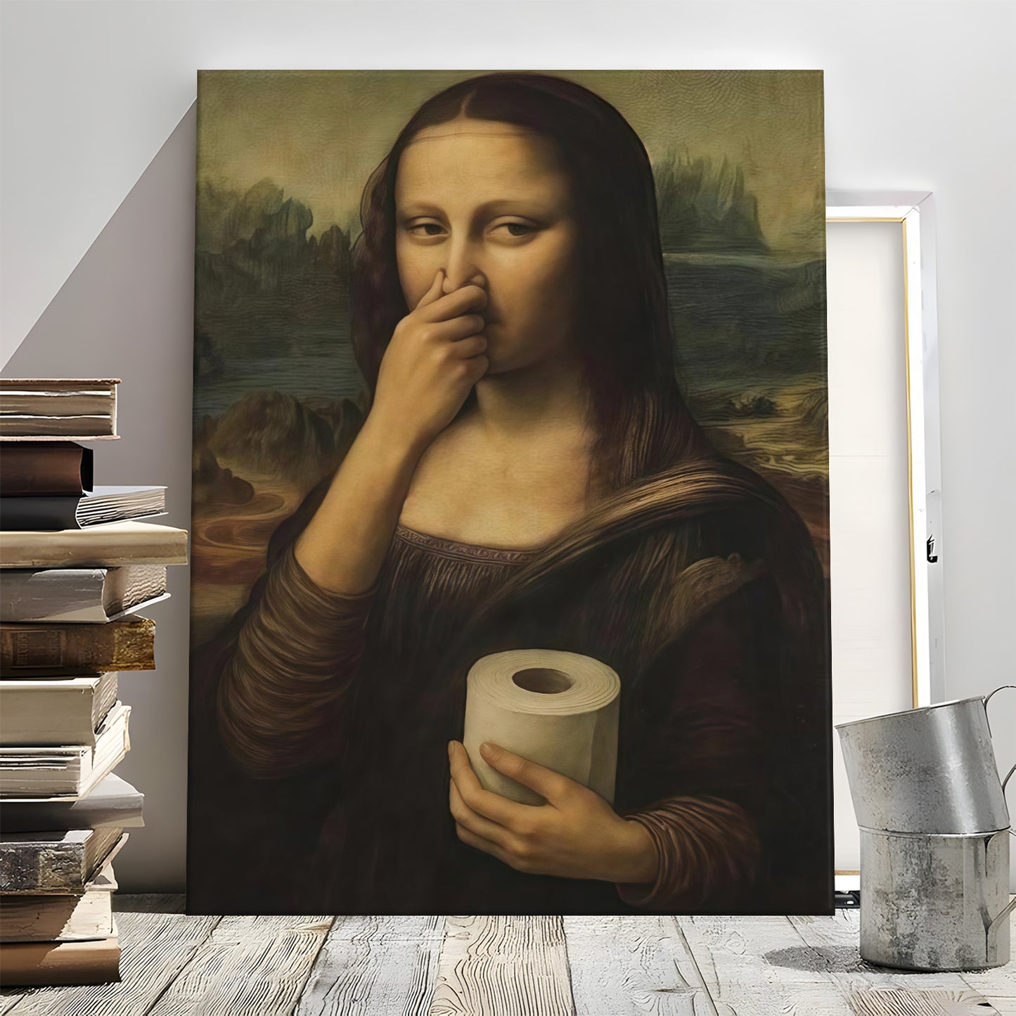 Funny Bathroom Wall Art Collection - Humor Animal & Famous Art Parody - Donkey, Cat, Mona Lisa & More (Restroom Decor)