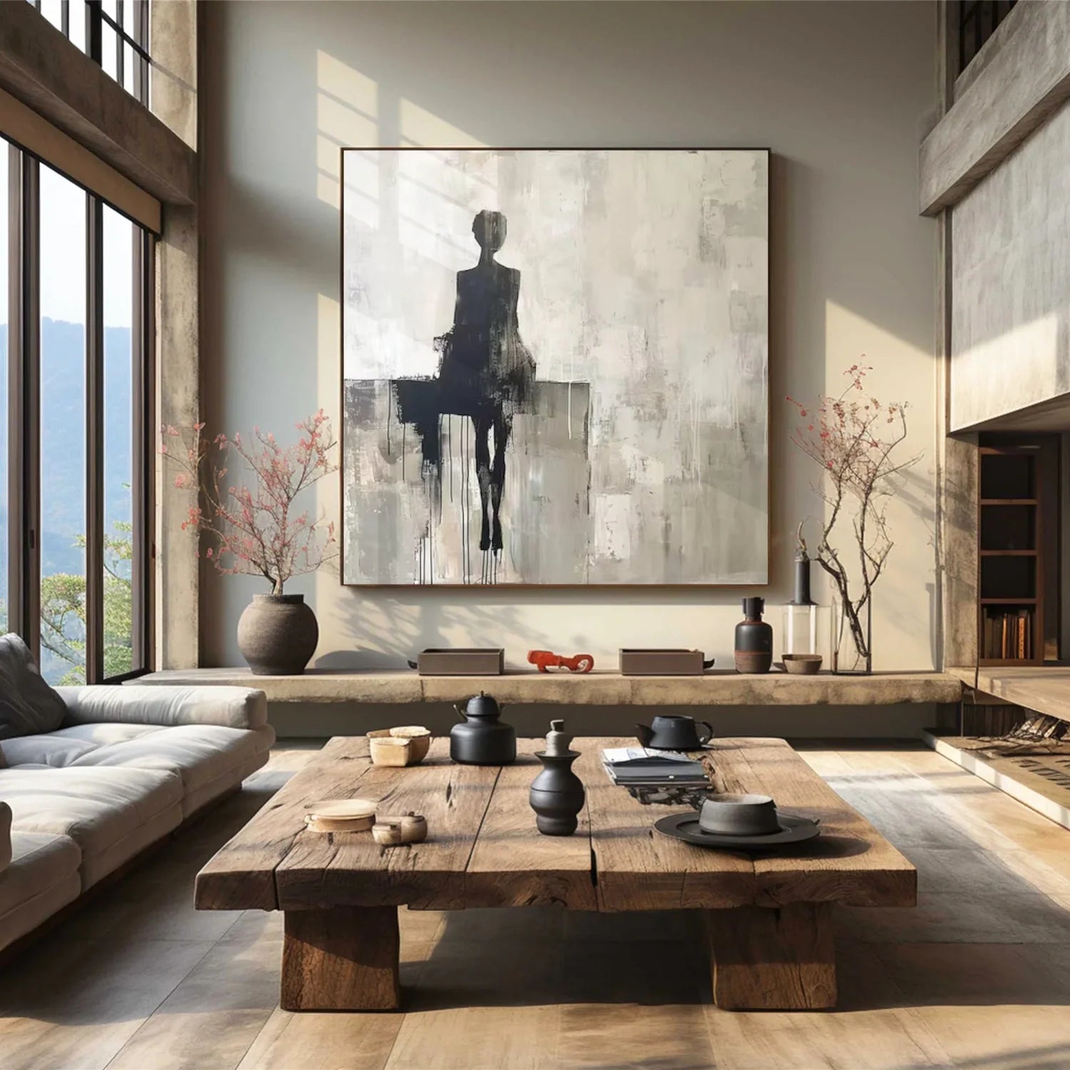 Charcoal & Gray Textured Minimalist Wall Art JC0074 - Viral Wall Art