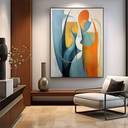 Vibrant Orange & Teal Geometric Canvas Art JC0072 - Viral Wall Art
