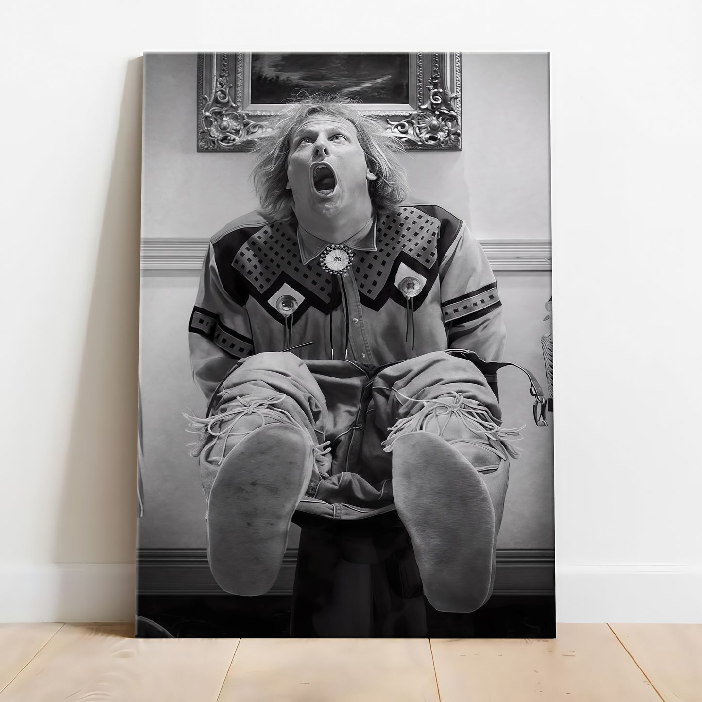 Funny Movie Bathroom Wall Art - "Dumb & Dumber" & "Bridesmaids" Toilet Scenes - Black & White Canvas Print (Restroom Decor)