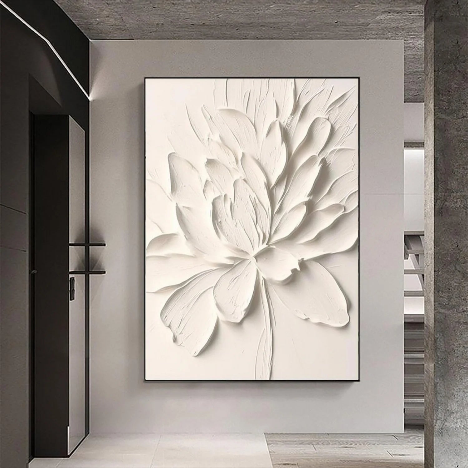 3D Heavy Texture White Flower Oil Painting CZ0095 - Viral Wall Art