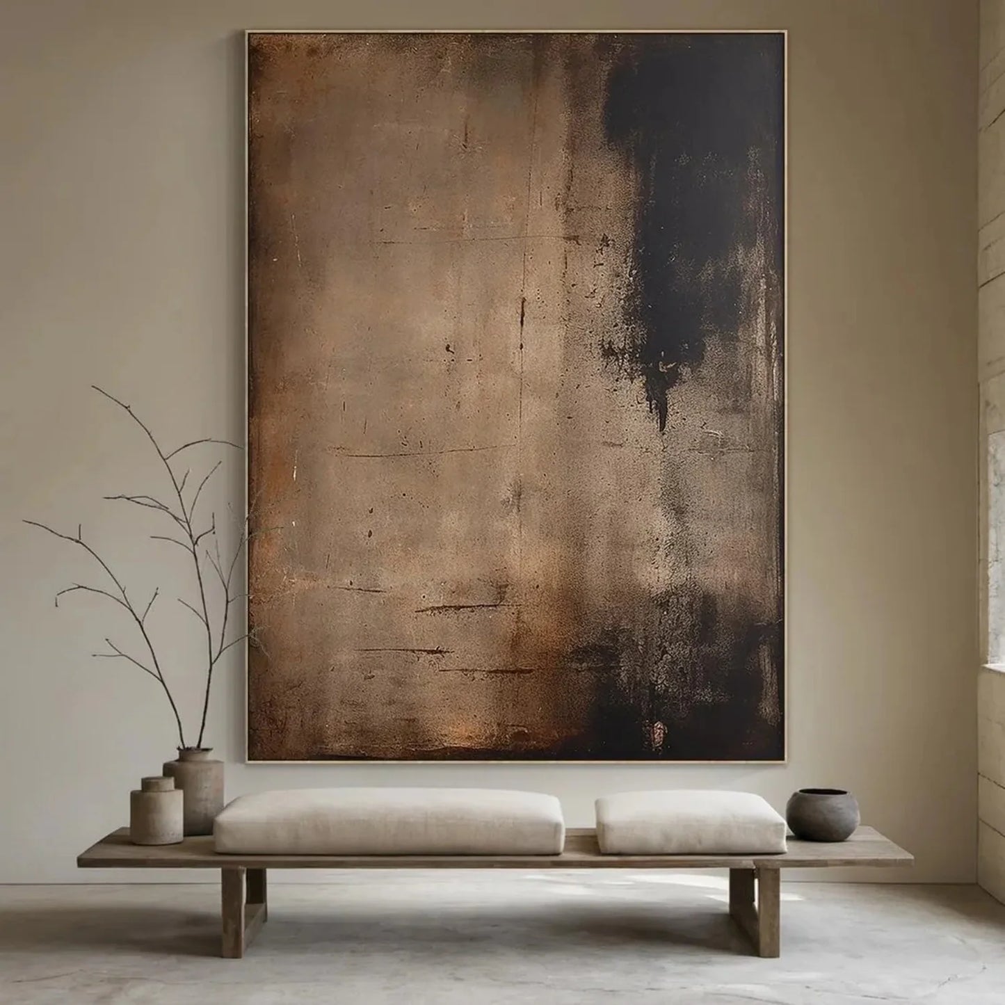 Wabi - Sabi Brown Abstract Oil Painting SR0084 - Viral Wall Art