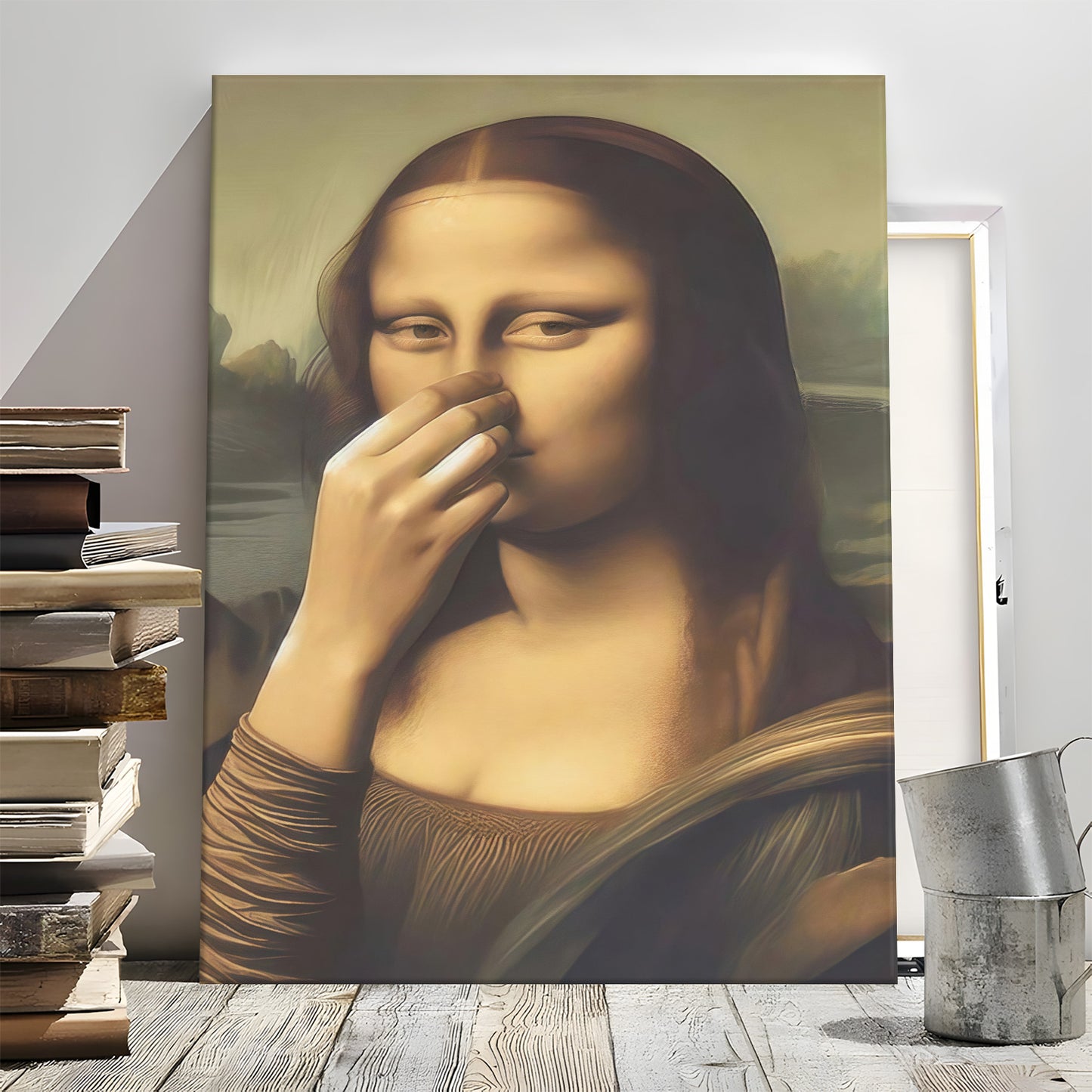 Funny Bathroom Wall Art Collection - Humor Animal & Famous Art Parody - Donkey, Cat, Mona Lisa & More (Restroom Decor)