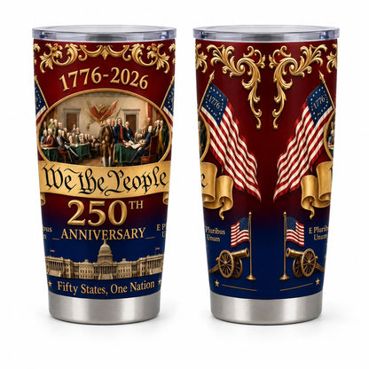 20oz Travel Cup with Lid for Road Trip and 4th of July Parade, Patriotic We the People Coffee Tumbler, Insulated Stainless Steel Water Cup for Office Work and Daily Use, Car Cup Holder Friendly for Hot or Cold Father's Day Gift