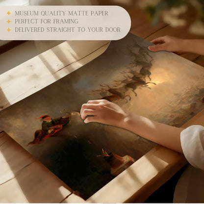 Dark Academia Santa Sleigh Poster