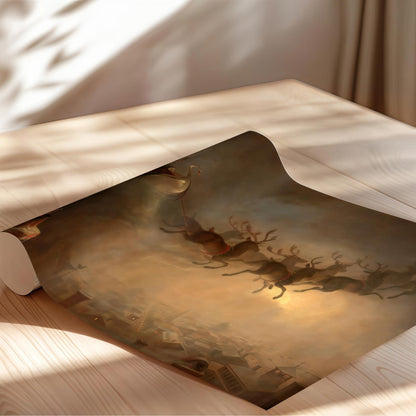 Dark Academia Santa Sleigh Poster