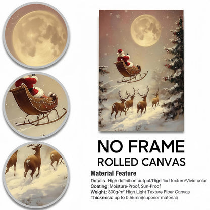 Rustic Santa Sleigh & Reindeer Poster