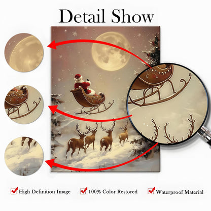 Rustic Santa Sleigh & Reindeer Poster