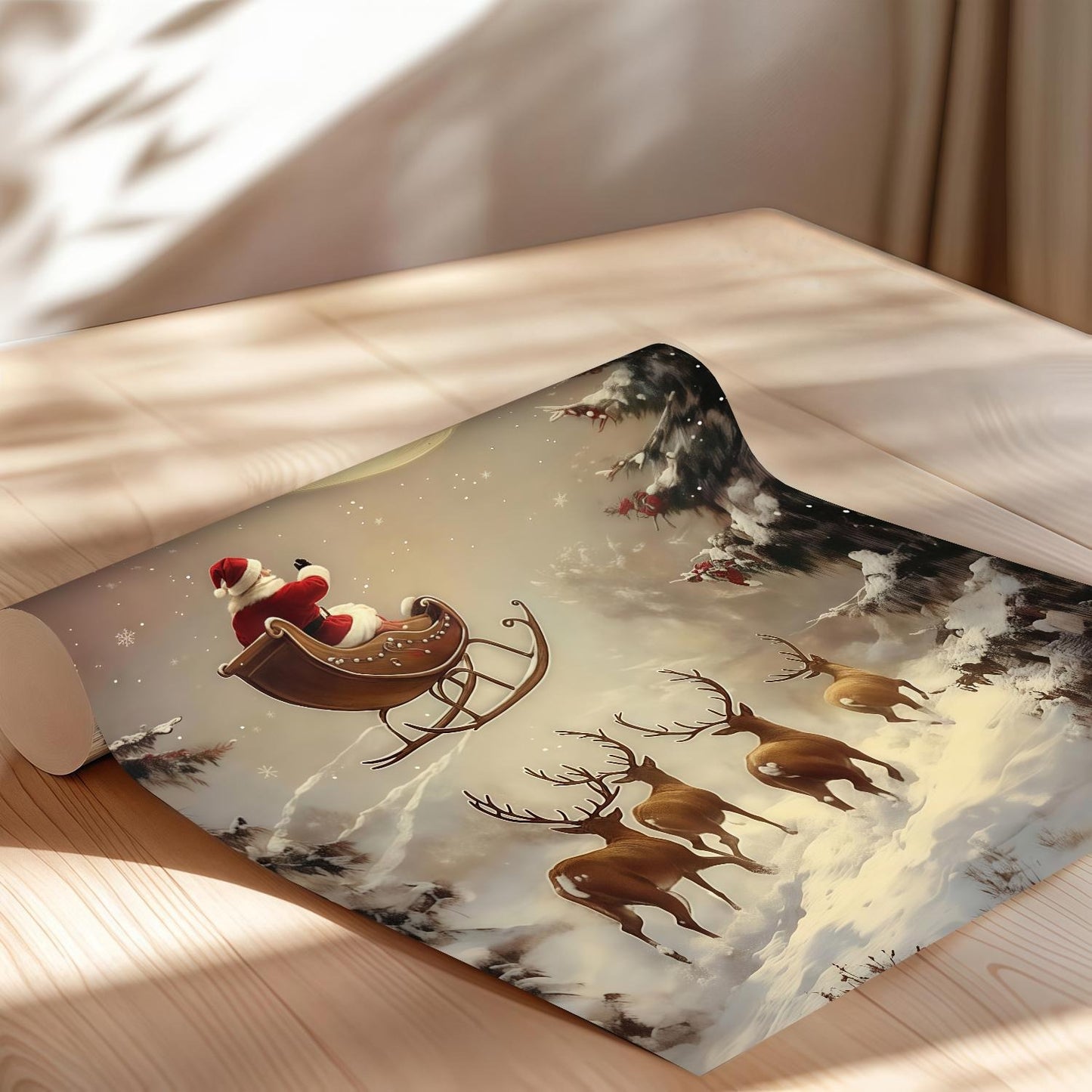 Rustic Santa Sleigh & Reindeer Poster