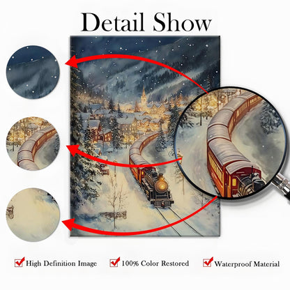 Snowy Village Holiday Train Poster