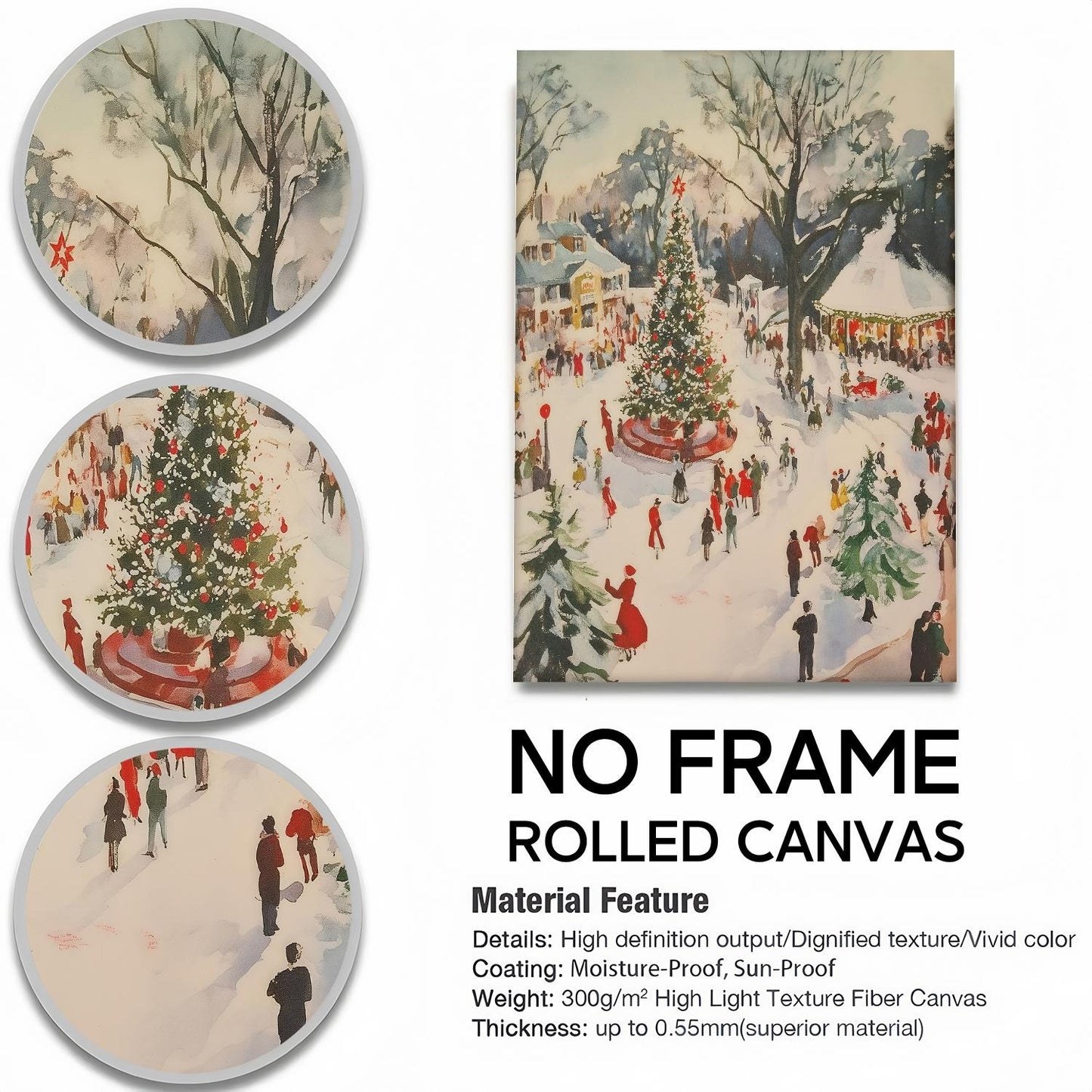 Retro Winter Town Square Wall Art