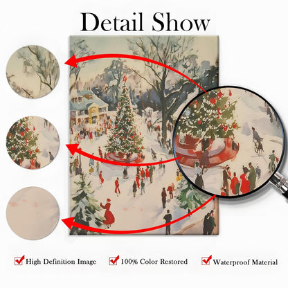 Retro Winter Town Square Wall Art