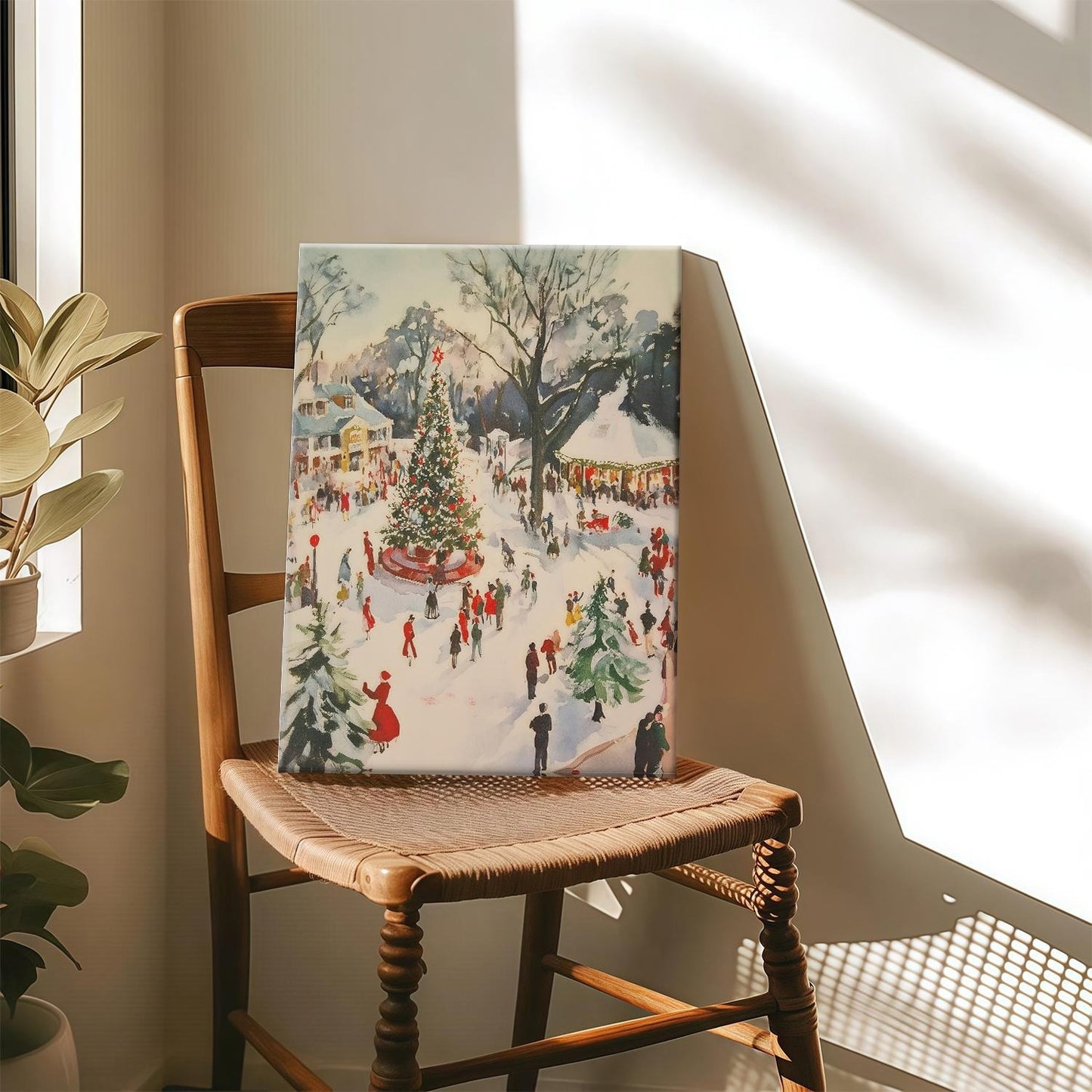 Retro Winter Town Square Wall Art