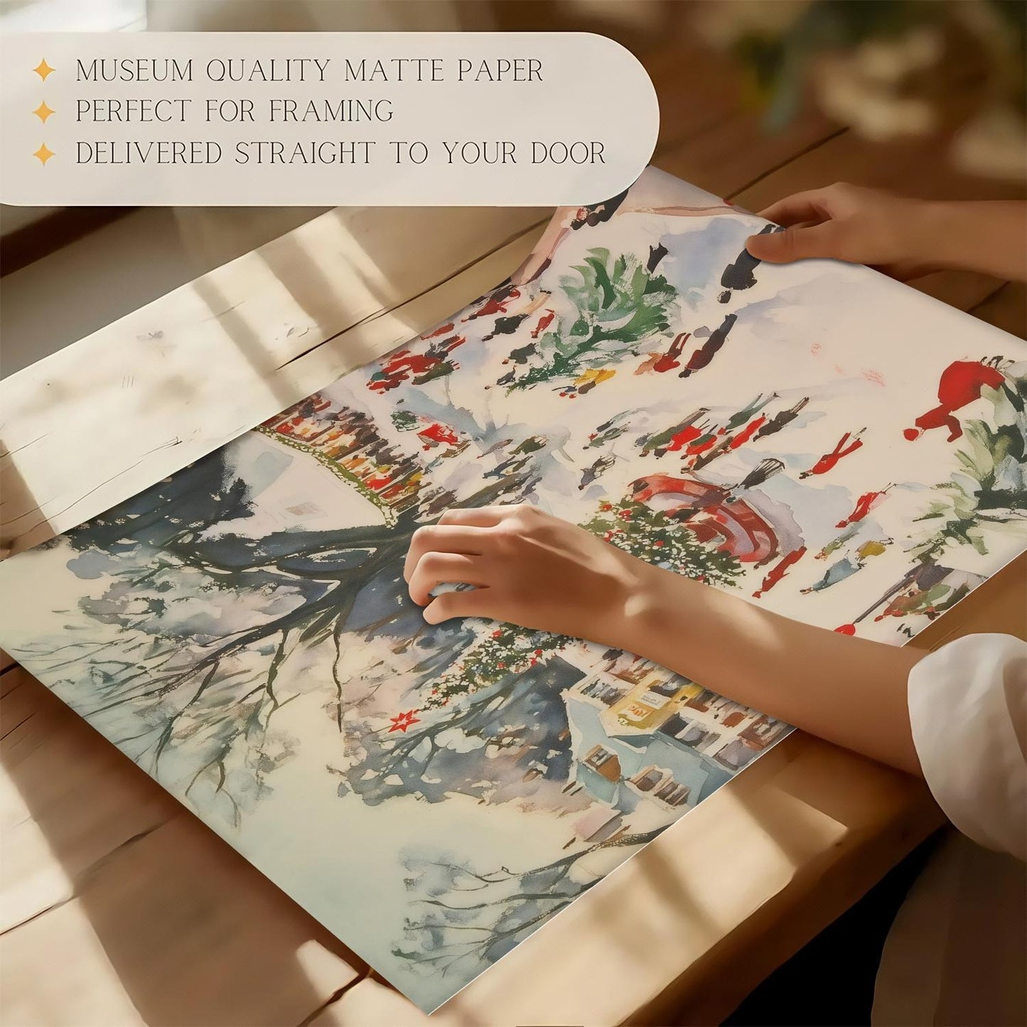 Retro Winter Town Square Wall Art