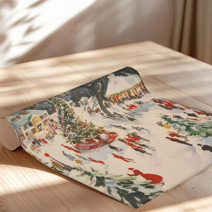 Retro Winter Town Square Wall Art