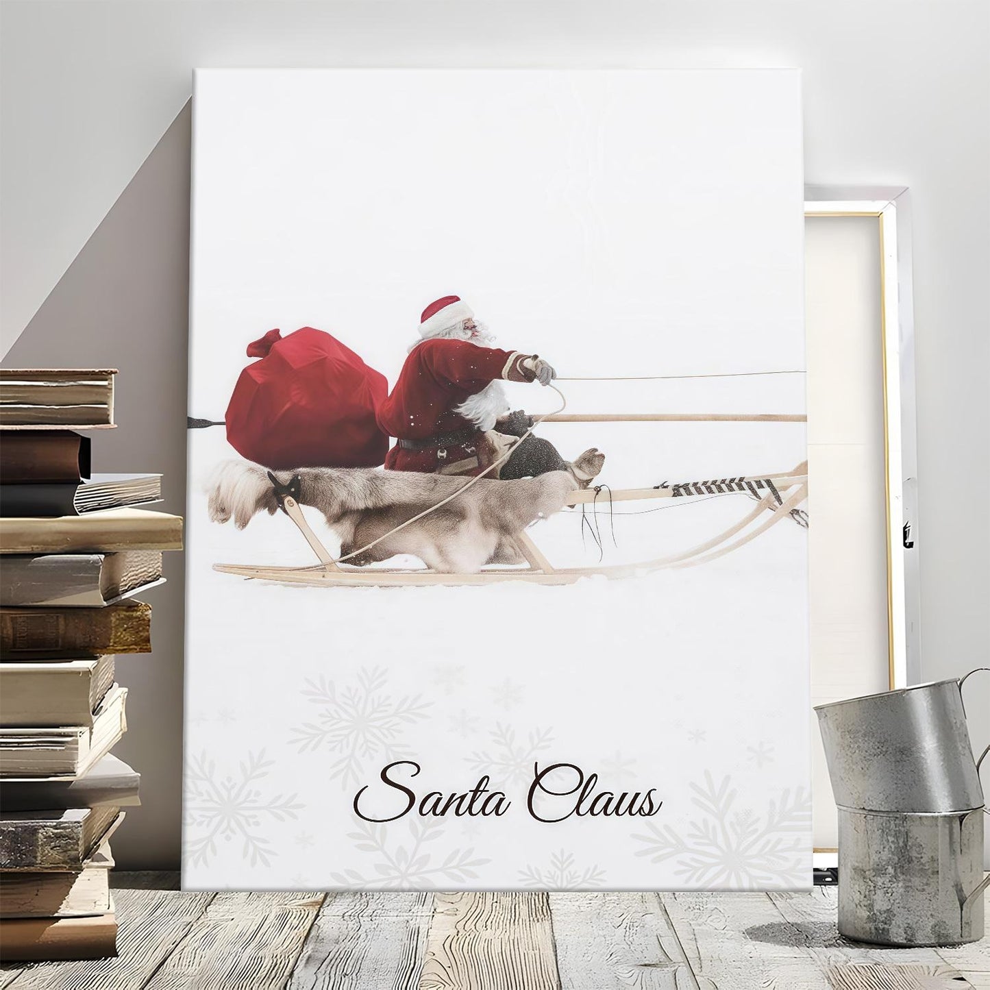 Minimalist Santa & Reindeer Poster