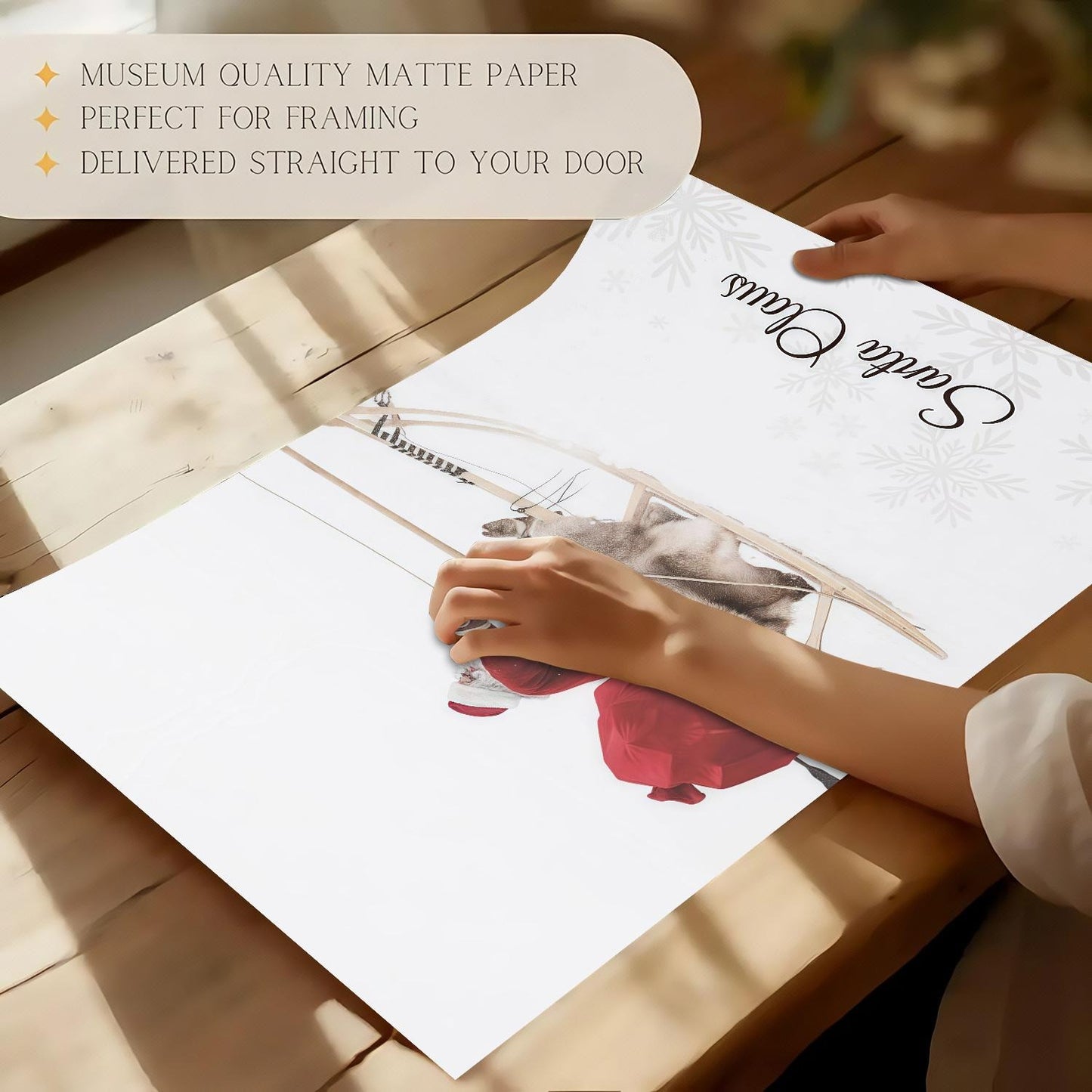 Minimalist Santa & Reindeer Poster