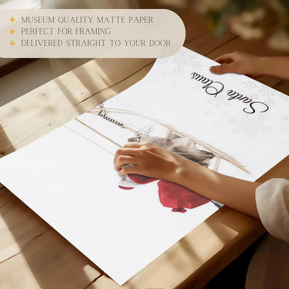 Minimalist Santa & Reindeer Poster