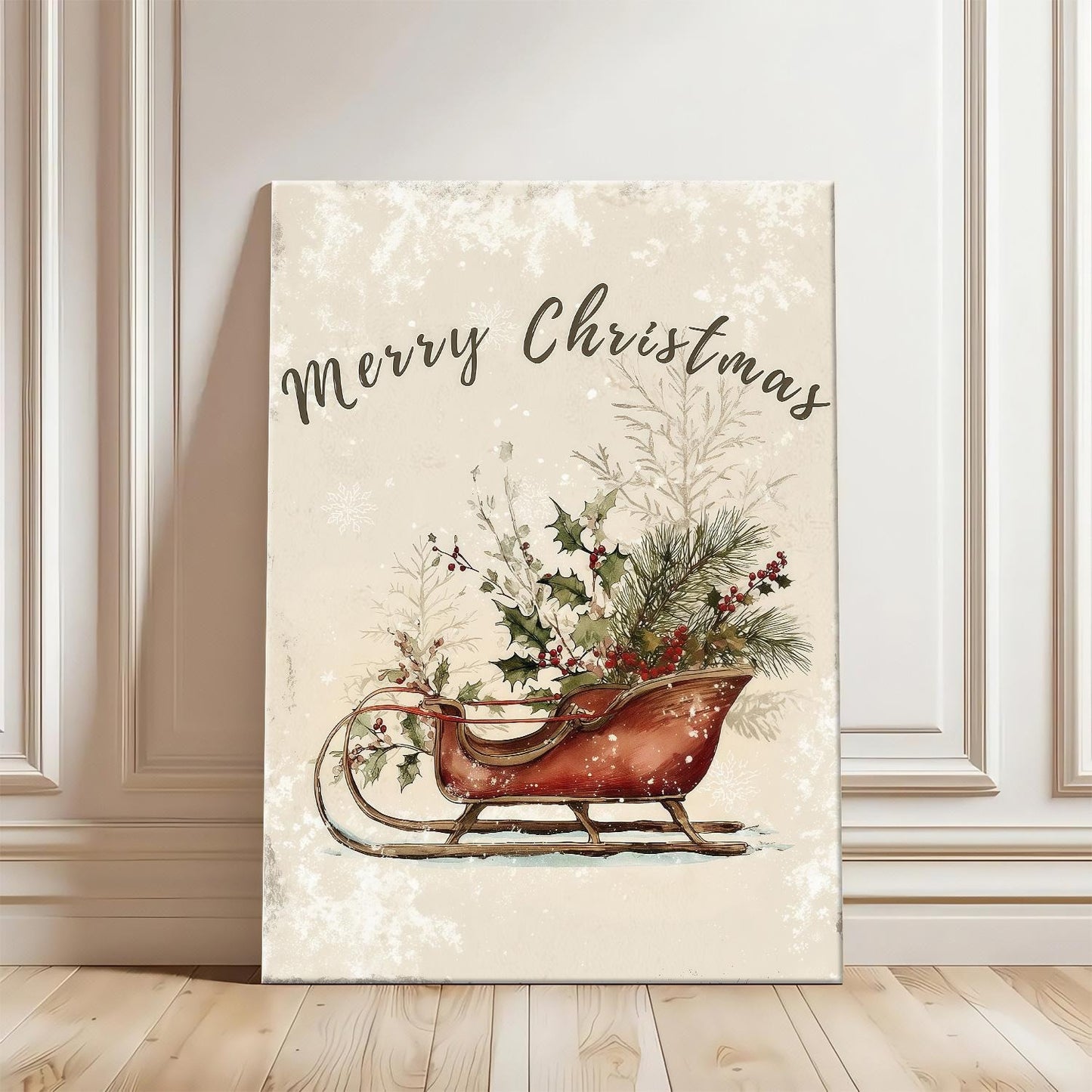 Rustic Christmas Sleigh Wall Art