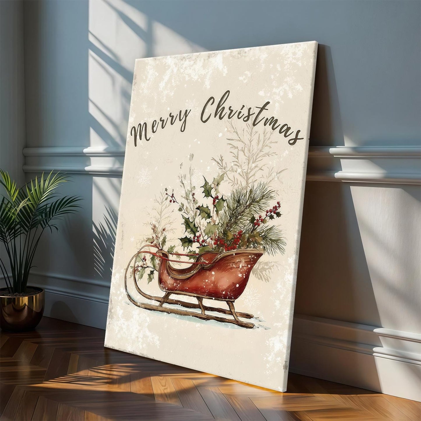 Rustic Christmas Sleigh Wall Art