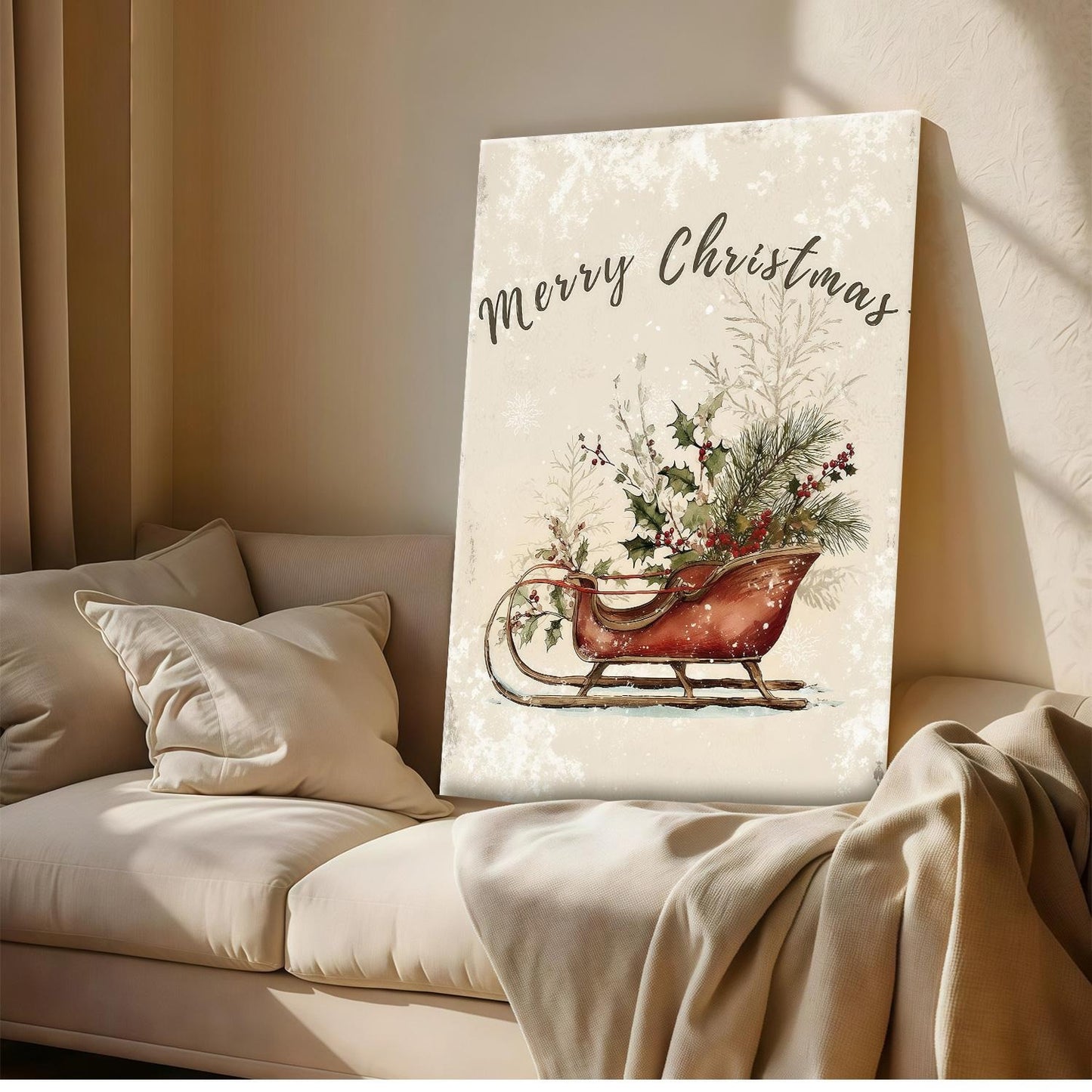 Rustic Christmas Sleigh Wall Art