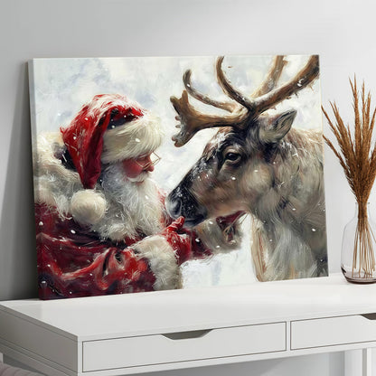 Santa & Reindeer Farmhouse Wall Art