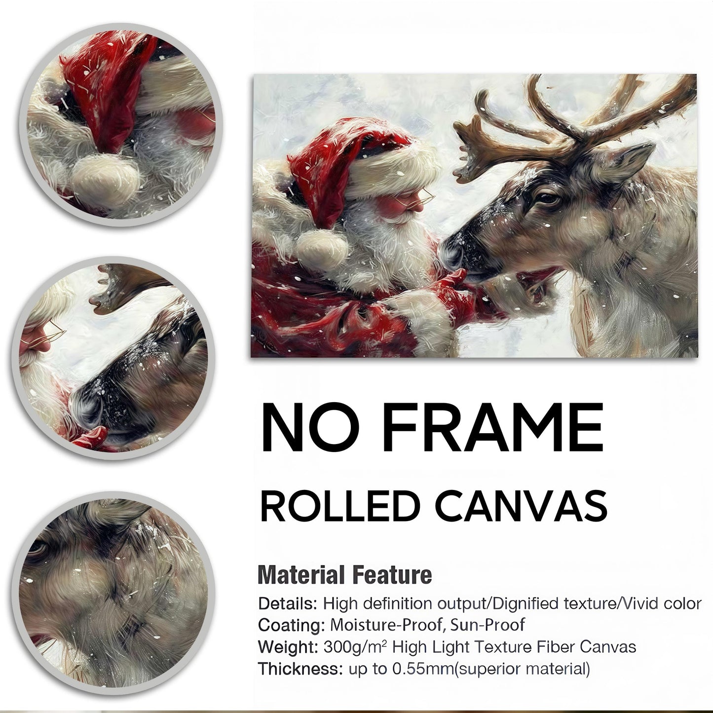 Santa & Reindeer Farmhouse Wall Art