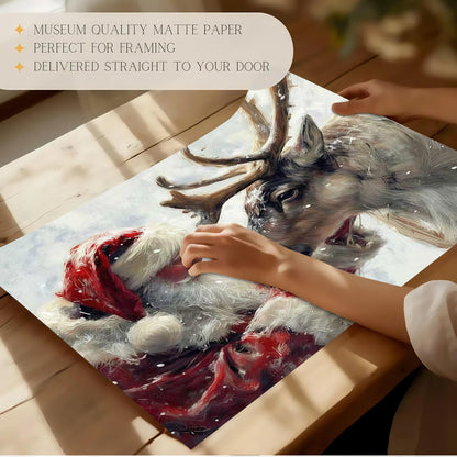 Santa & Reindeer Farmhouse Wall Art