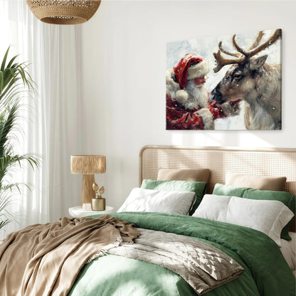 Santa & Reindeer Farmhouse Wall Art