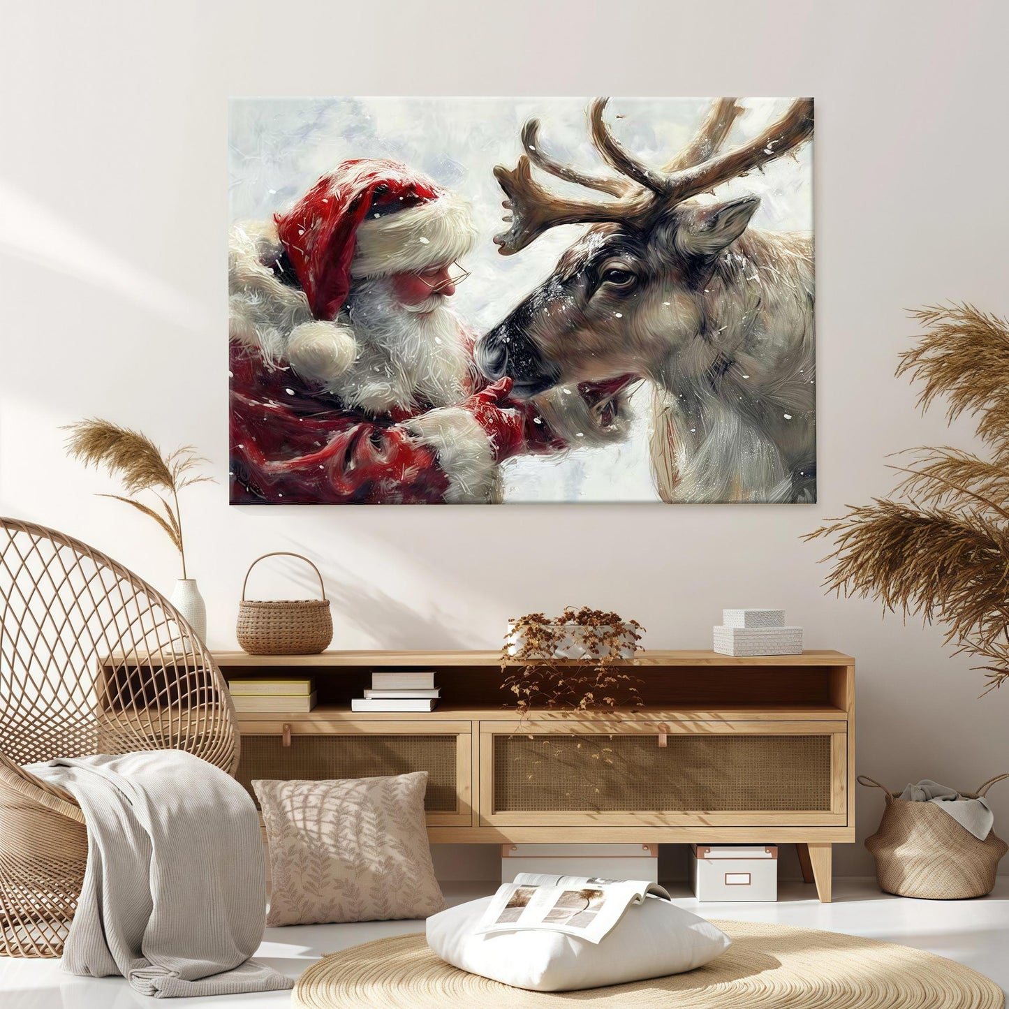 Santa & Reindeer Farmhouse Wall Art