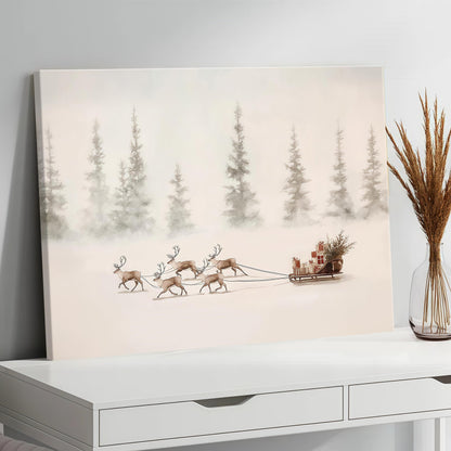 Minimalist Reindeer Sleigh Poster