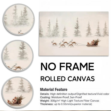 Minimalist Reindeer Sleigh Poster