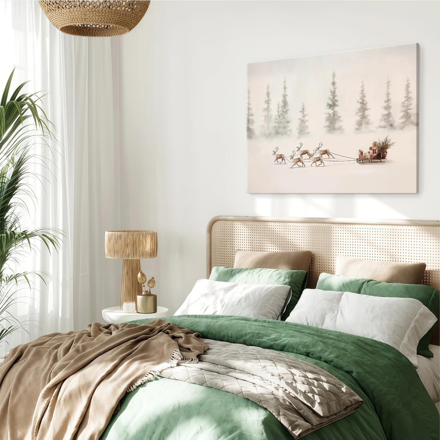 Minimalist Reindeer Sleigh Poster