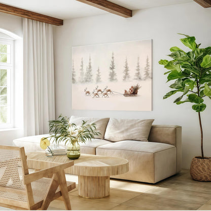 Minimalist Reindeer Sleigh Poster