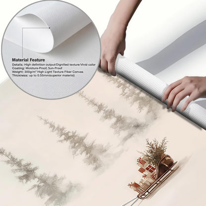 Minimalist Reindeer Sleigh Poster