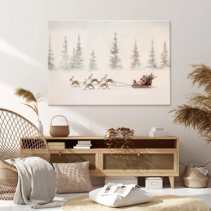 Minimalist Reindeer Sleigh Poster