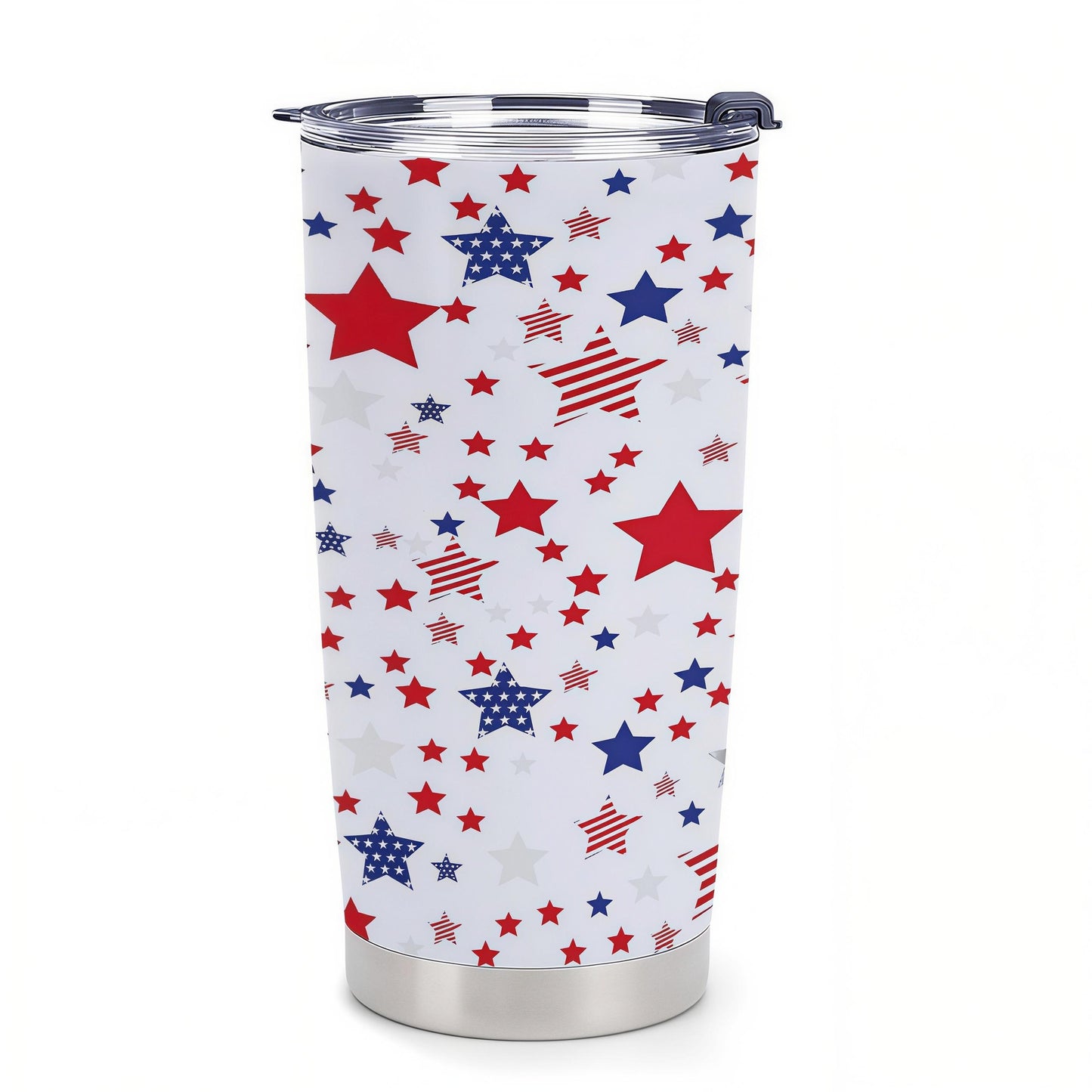 20oz Insulated Stainless Steel Flask - USA Theme Travel Mug with American Stars Pattern, Portable Coffee Tumbler with Lid for Parties, Flasks