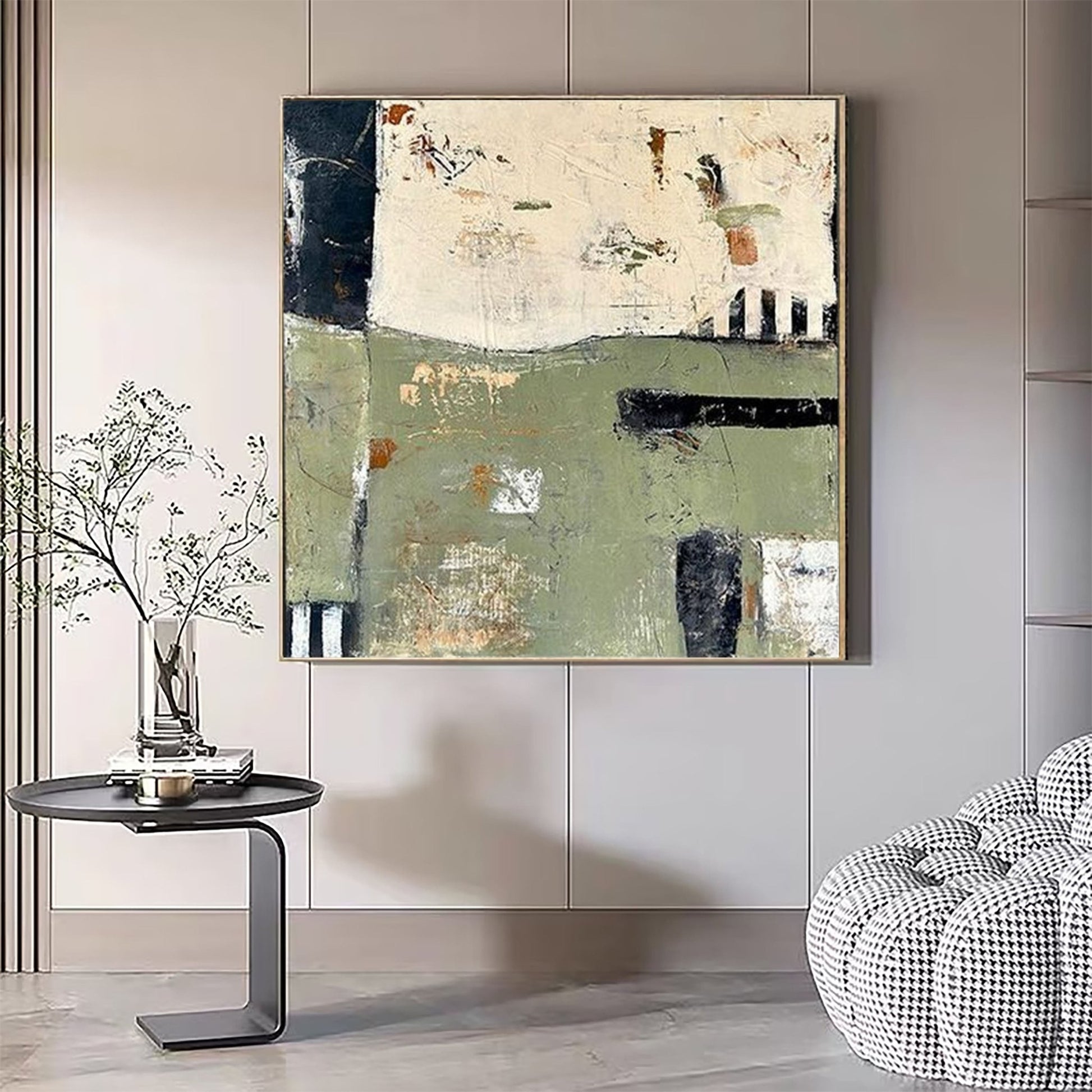 Modern Abstract Neutral Sage Green Oil Painting KS0076 - Viral Wall Art