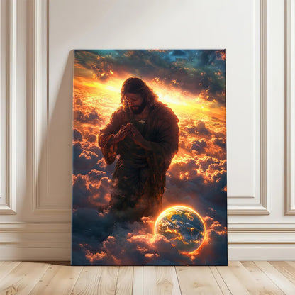 Jesus Christ Spiritual Canvas Wall Art Collection - Resurrection, Prodigal Son & Walking with Child - Christian Home Decor